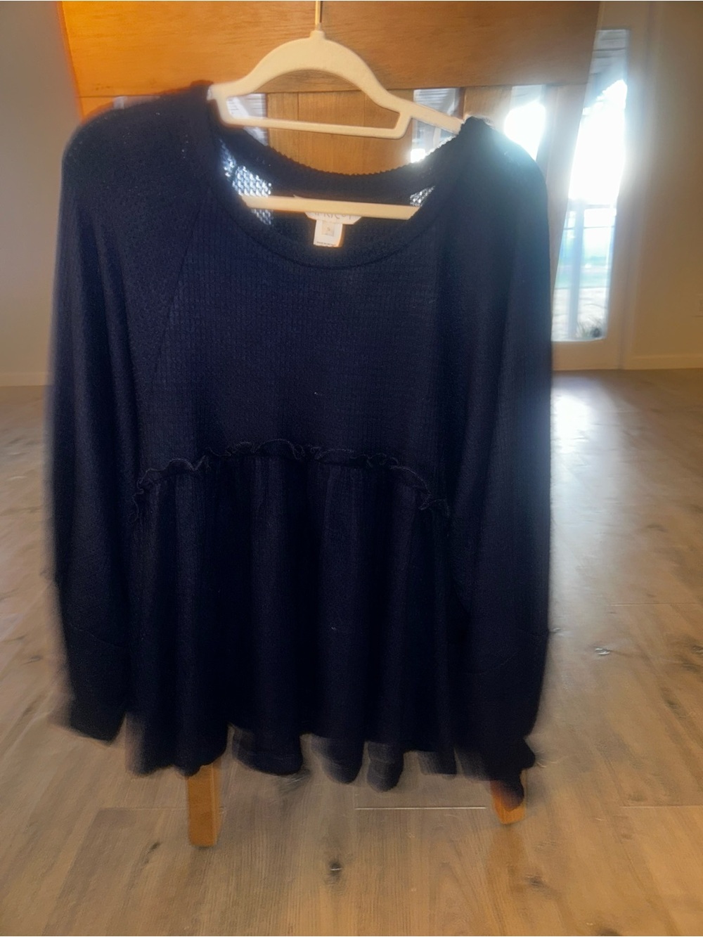 APRICOT Black Long Sleeve Ruffle Hem Sweater